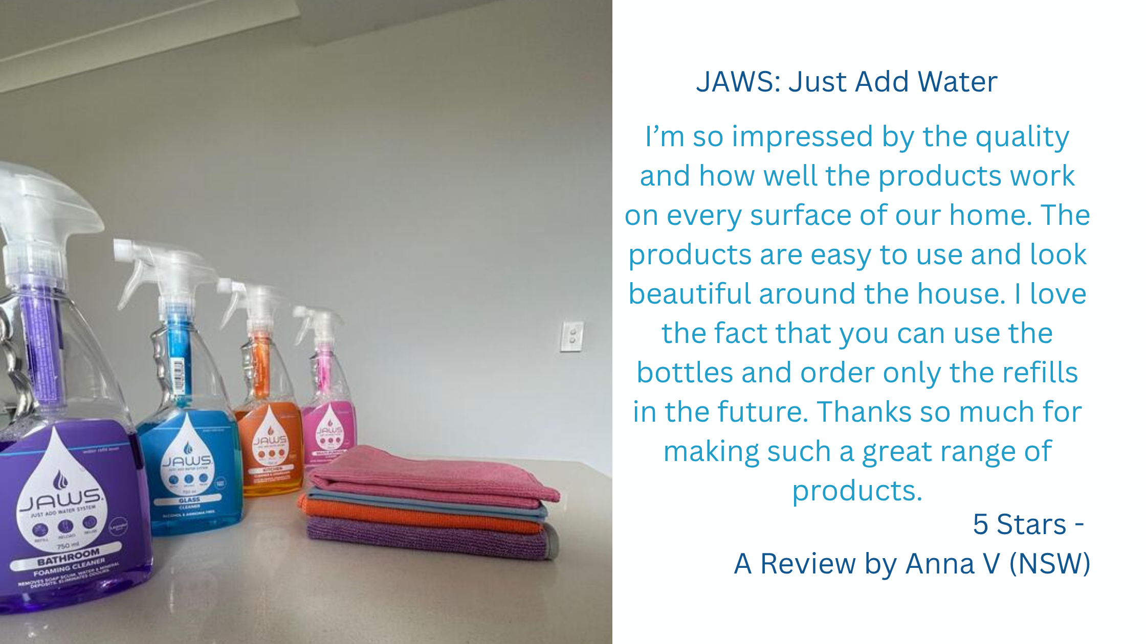 A picture sent in along with product reviews by Anna V of the JAWS Ultimate Starter Kit.